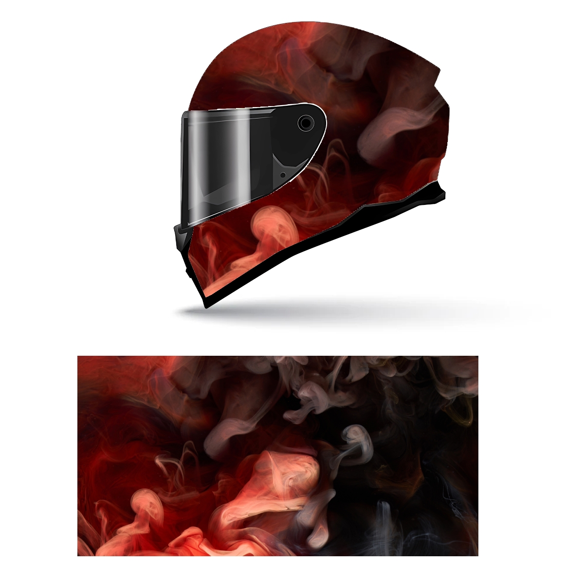 Abstract Red Smoke Full Helmet Wrap Sticker Motorcycle Helmet Racing Graphic Decal Vinyl Wrap Helmet Decorative Sticker