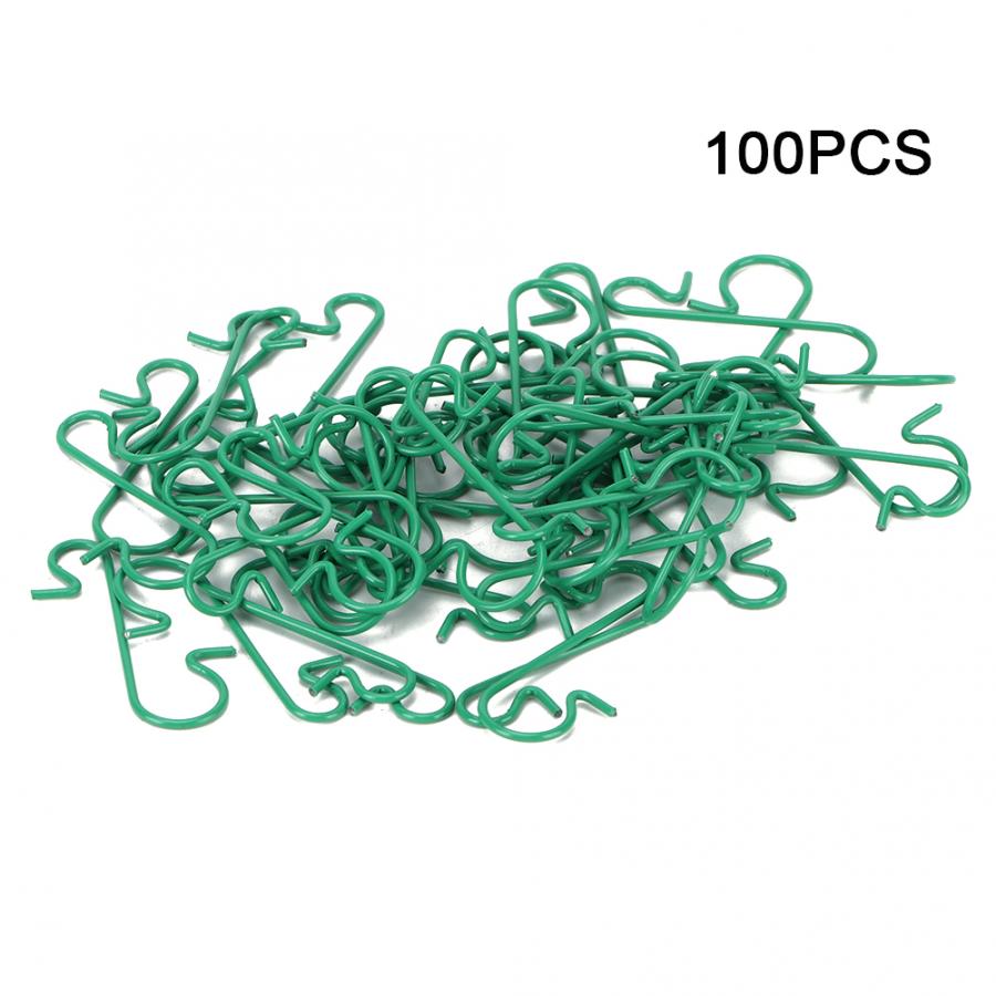 100pcs Multi-purpose Metal S Shape Hooks Christmas Tree Holder Decoration Accessory Metal Hook: Green