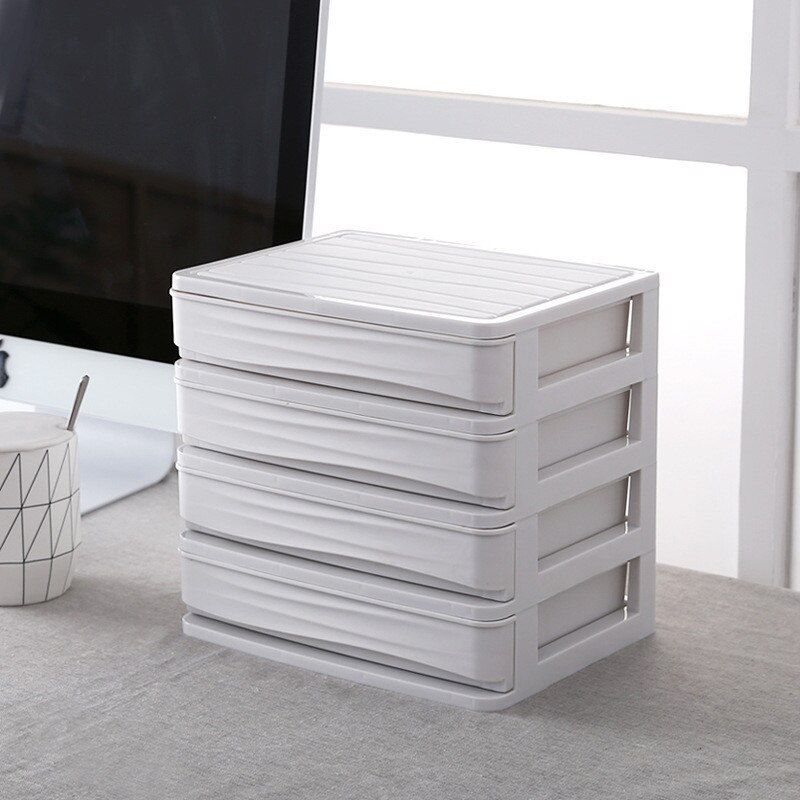 Large Capacity Makeup Organizer Cosmetics Storage Box Four Layer Drawer Jewelry Nail Polish Desktop Sundries Storage Box: White 4 Layer