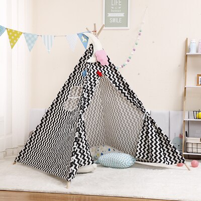 Indian Kids Tent Wigwam For Children Portable Cotton Home Tipi Folding Indoor Girls Boys Tent Toy Teepee Original Triangle: 3