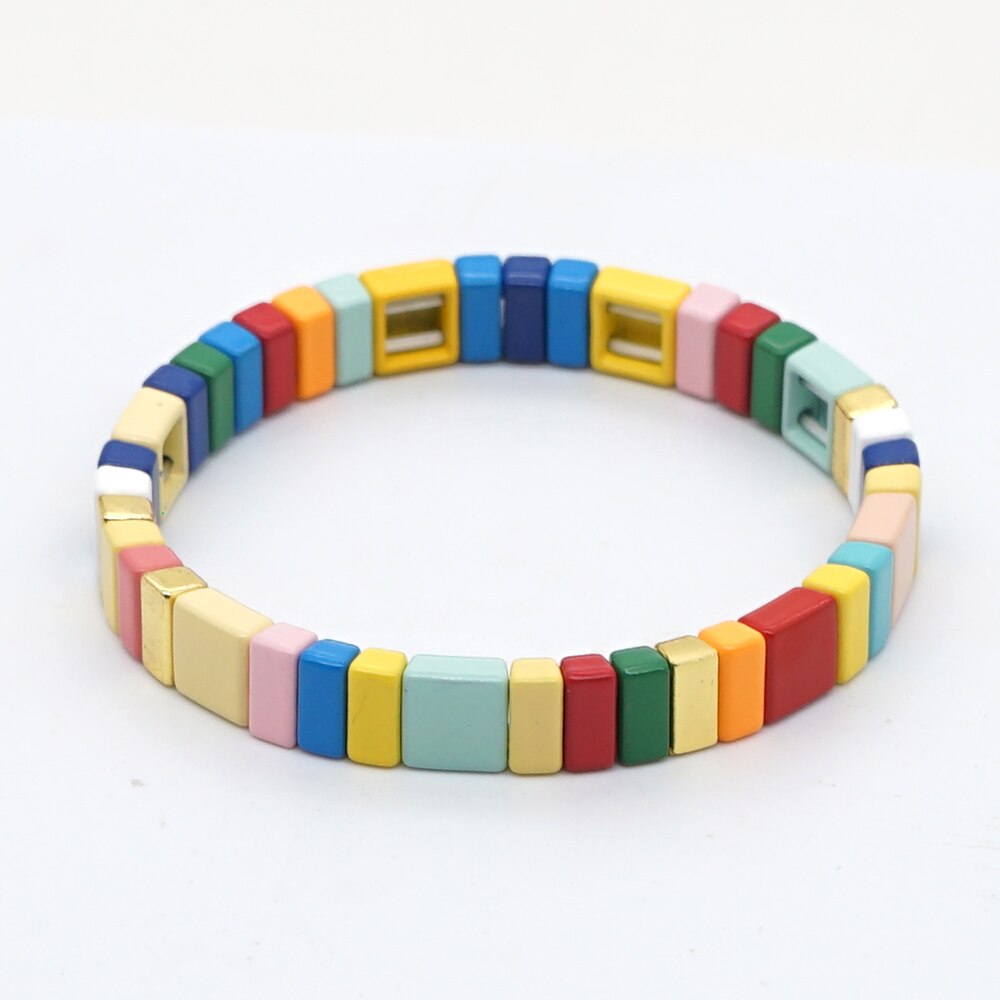 Shinus Braccialetti Arcobaleno per Le Donne Fatti A Mano Smalto Piastrelle in Rilievo Del Braccialetto di Modo Pulseras Boemia Armbanden Commercio tutto'ingrosso Dei Monili: RO-B200119A