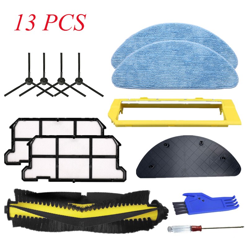 Mop Cloth Main Brush HEPA Filter Side Brush for ilife V7 V7S Pro Plus Robot Vacuum Cleaner Replacement Accessories: ILF017