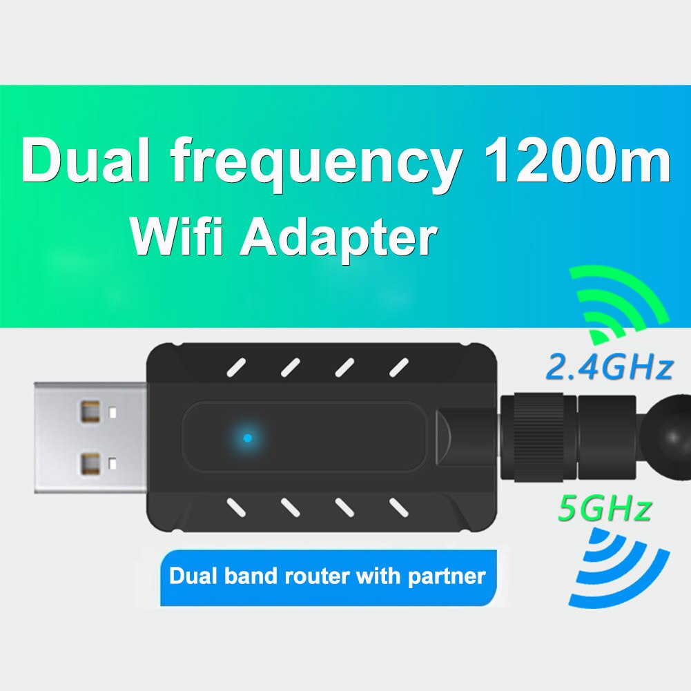 Wifi Adapter 2.4G 5G Free Driver USB 3.0 Antenna 1200Mbps Wifi USB Ethernet Network Card Dual Band wireless Wifi Dongle Receiver