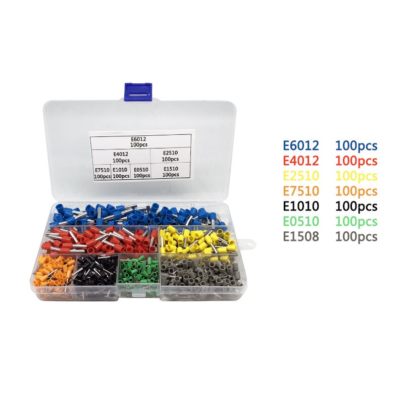 1 box electric wire and cable wiring crimp terminals connector cold pressed pre-insulated sleeve tube terminal box set: Combination 6