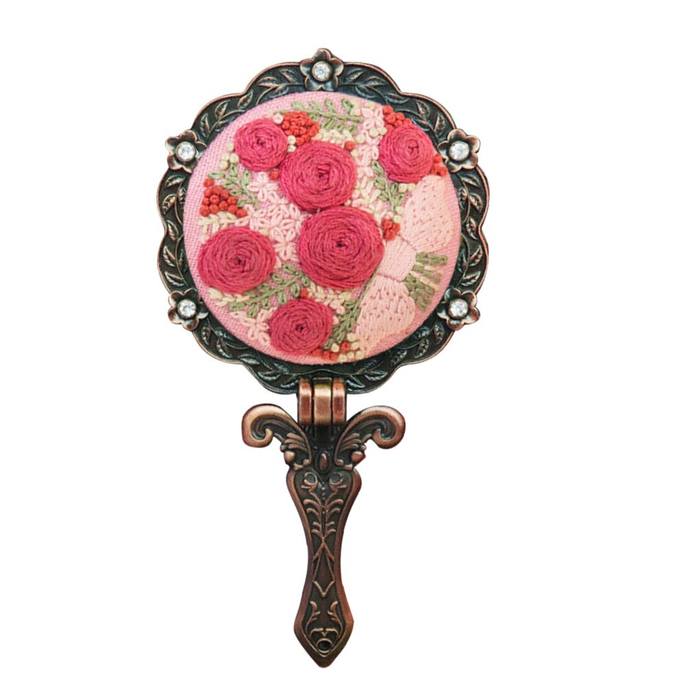 3D Sewing Double Sides Mirror DIY Stamped Flower Bouquet Circle Embroidery Shed DIY Flower Mirror Embroidery kits: A