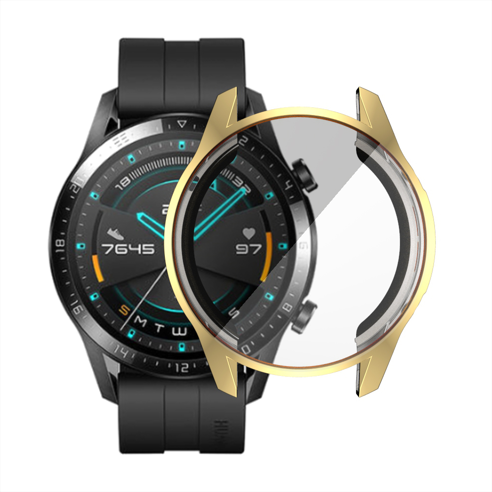 Funda galvanizada de TPU para reloj Huawei Watch GT 2 de 46mm y 42mm, repuesto de funda protectora de pantalla completa, accesorios para reloj inteligente