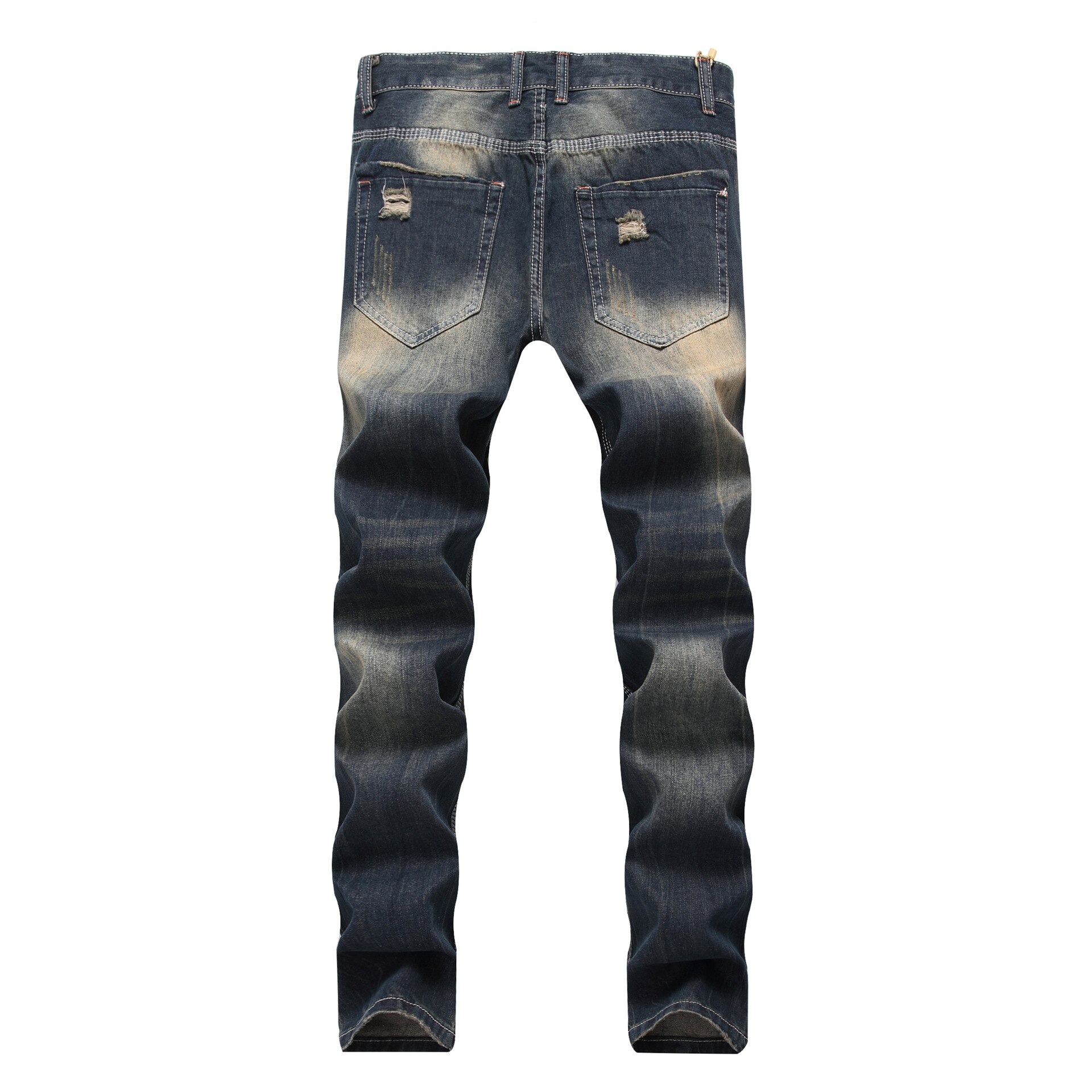 Streetwear Herren gerissen Jeans Löcher Denim Hosen Neue gerade Dünne Jean Männer Jahrgang Jeans Plus Größe