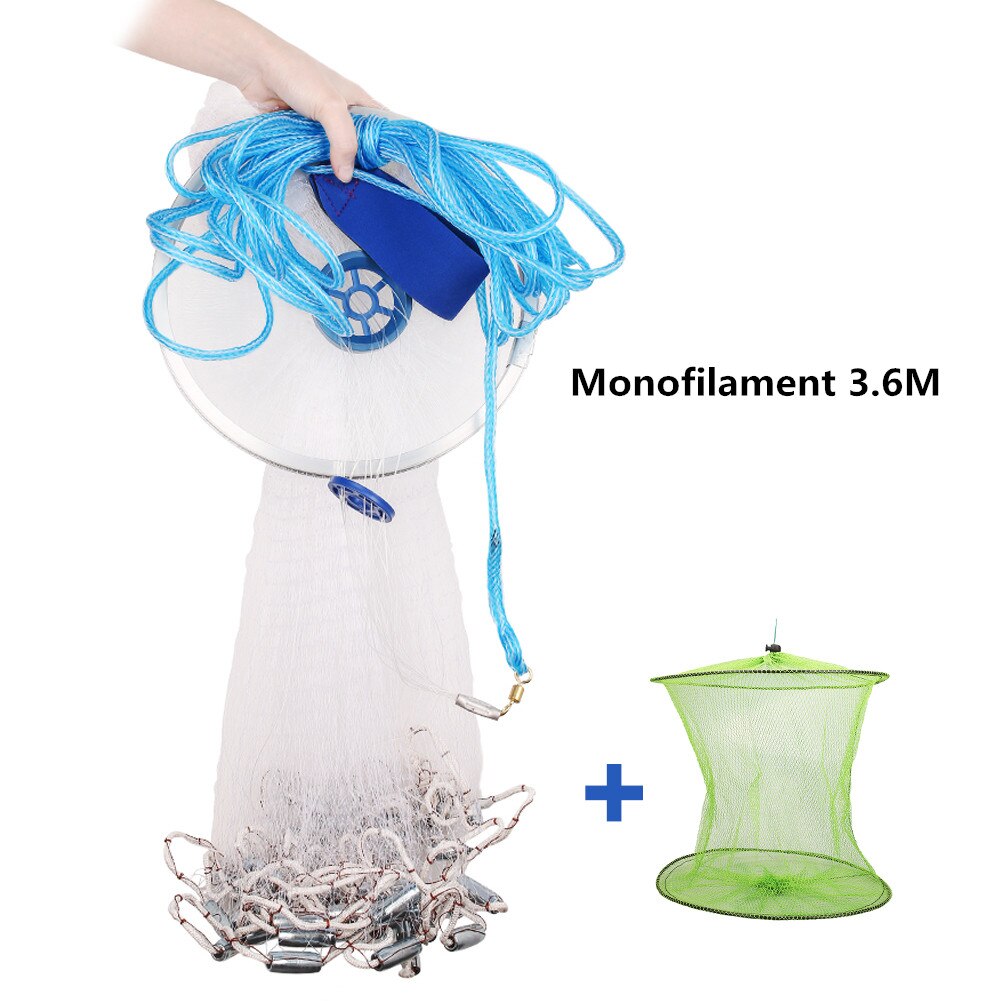 Cast Nets 2.4M-4.8M With Sinker USA Style Catch Fishing Net Mesh Tyre/Monofilament Thread Fly Hand Throw Gill Network: A2 360 with sinker