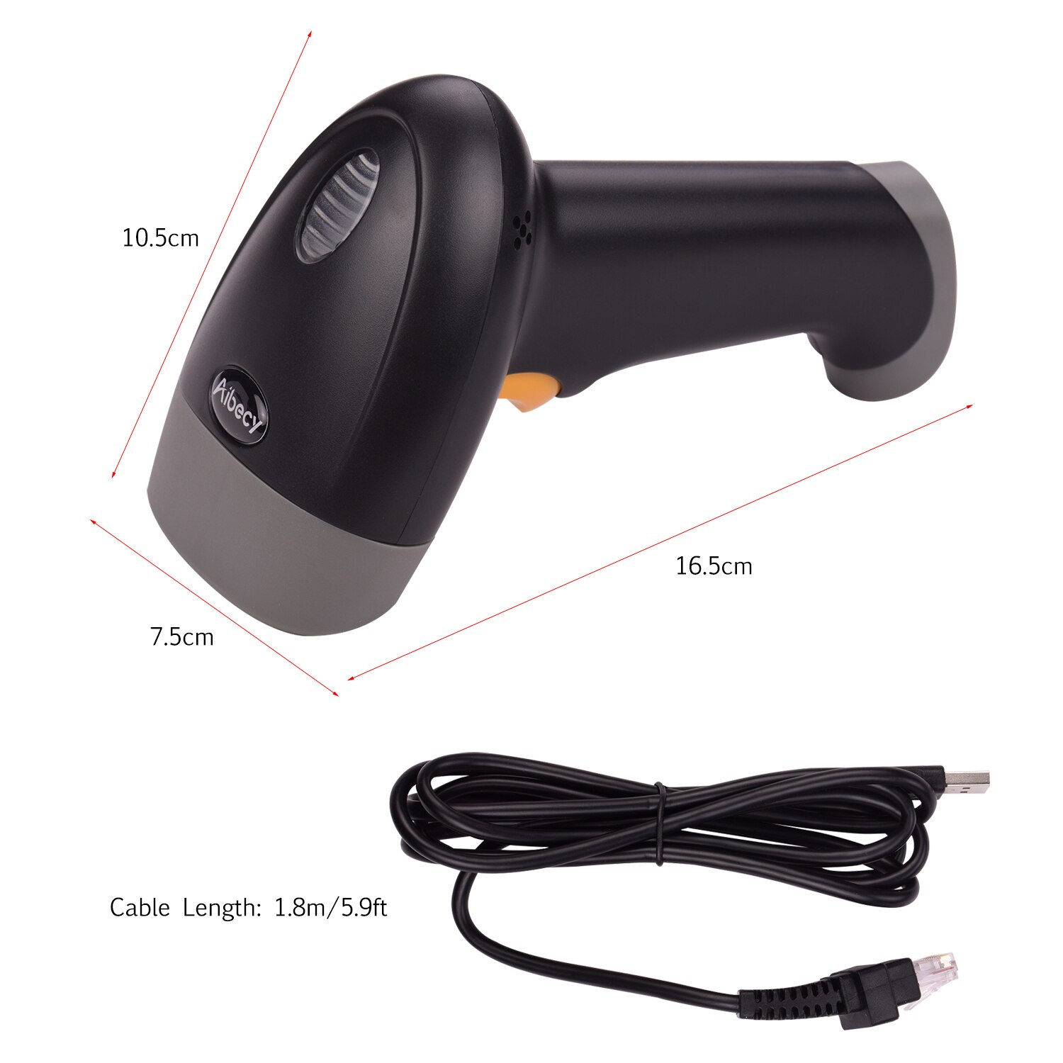 Aibecy håndholdt 1d usb stregkodescanner stregkodelæser 32- bit dekoder kompatibel til linux android macos windows