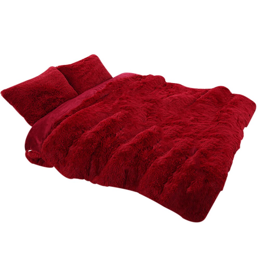 3 Stks/set Pluizige Deken Met Kussensloop Warme Zachte Fleece Deken Voor Kinderen Volwassen Gq: Wine Red-130x160cm