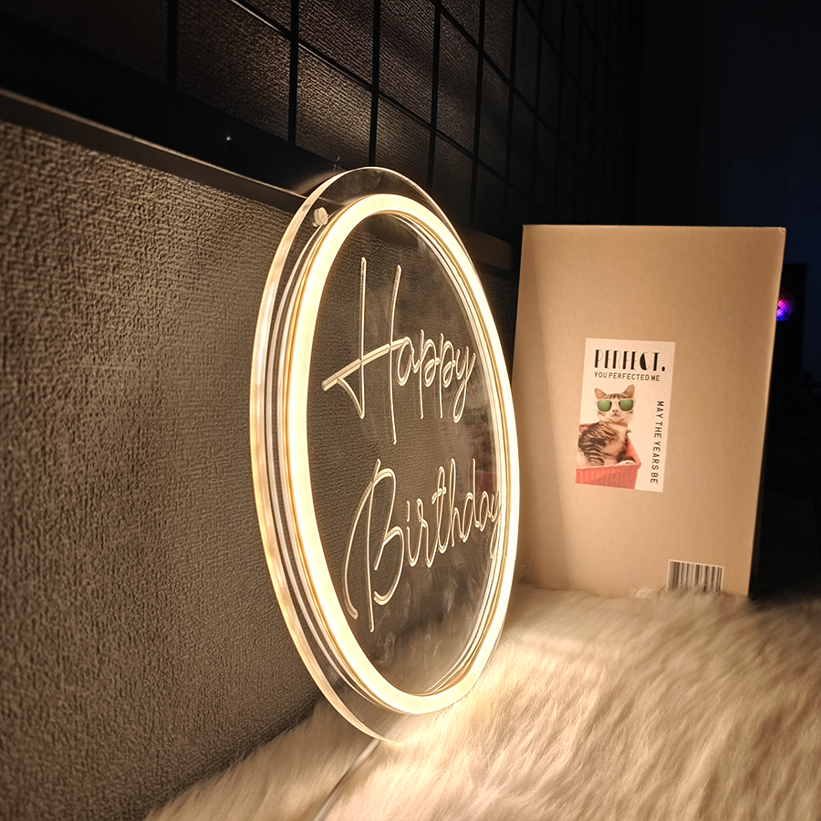 Gelukkige verjaardag neon bord voor wanddecoratie thuis, slaapkamer, woonkamer decor, verjaardagsfeestje, wanddecoratie, feestdecoratie, bar, club