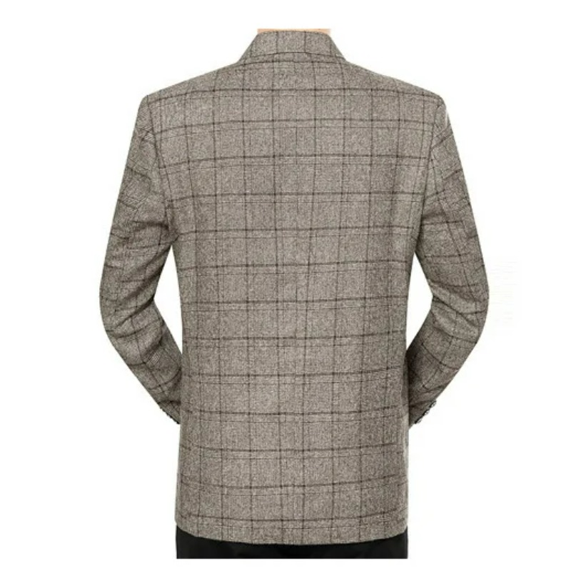 Herren Anzugjacke Vintage Kariert Umlegekragen Einreihig Männliche Oberbekleidung Business Casual Langarm mit Taschen Herren Blazer