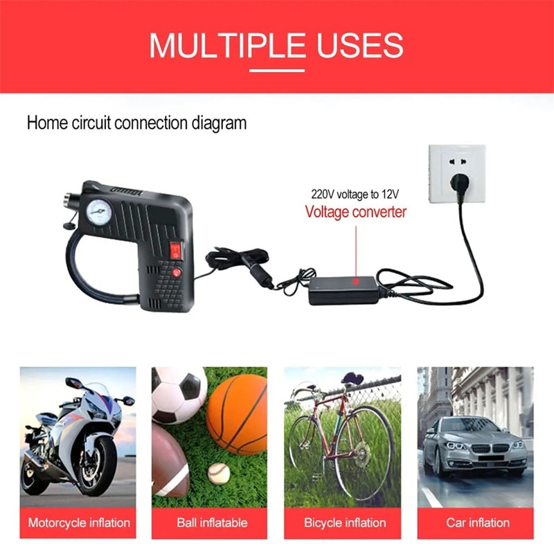 12v luftkompressor motorcykel luftpumpe led sikkerhedshammer kompressor til motorcykel elektrisk auto bilcykel