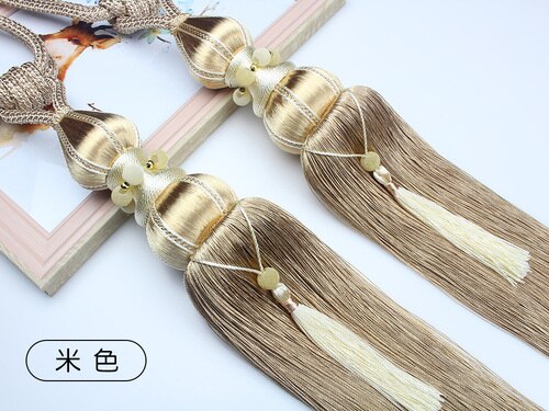 Gordijn Bandage Gordijn Kwastje Eenvoudige Moderne Opslag Gordijn Touw Haak Bandage Lace-Up Trekkoord Decoratieve Ballen: Beige