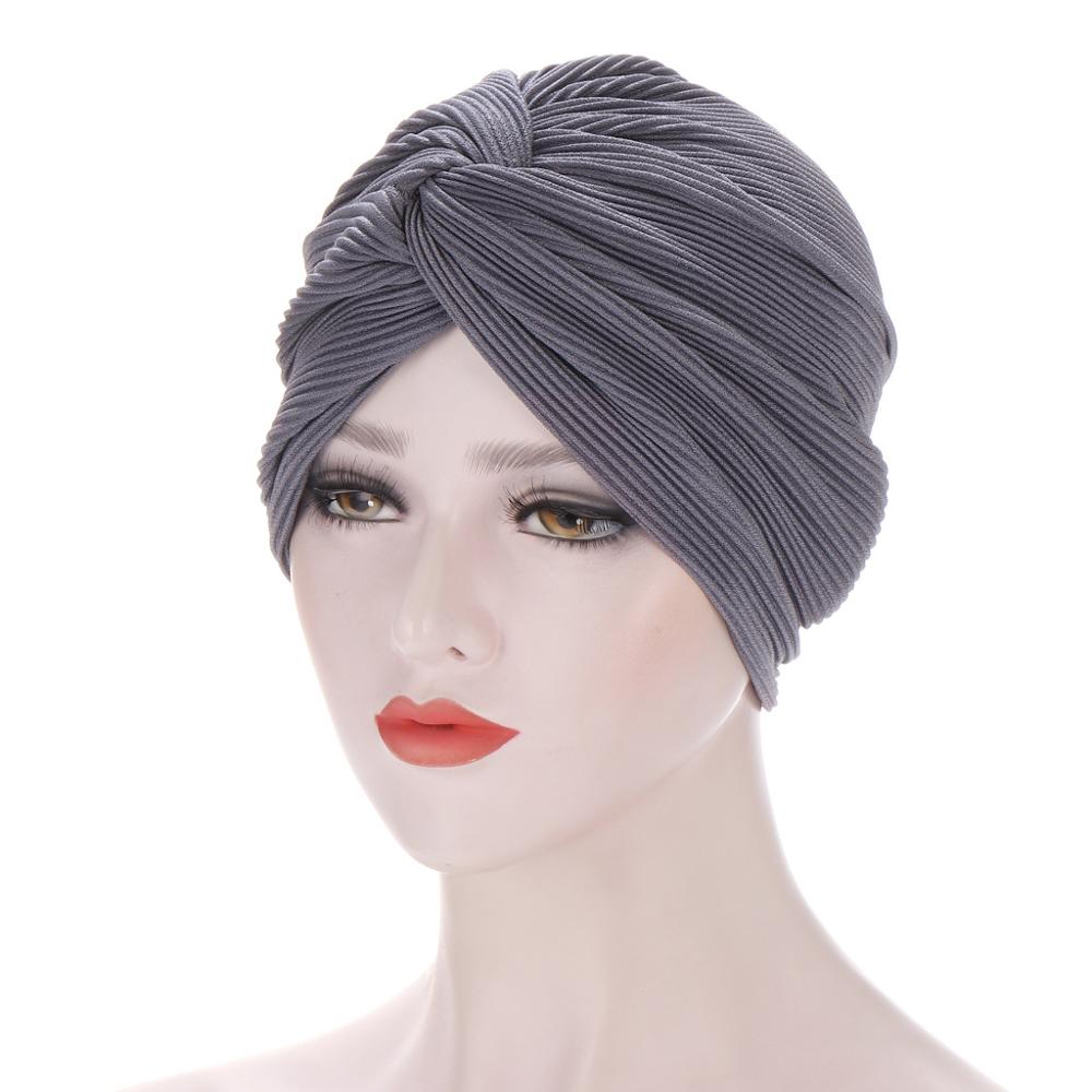front torsadé turbans pour les femmes couleur unie turban hijab bonnet femme sous-écharpe casquettes islamique enveloppement tête turbante: 4