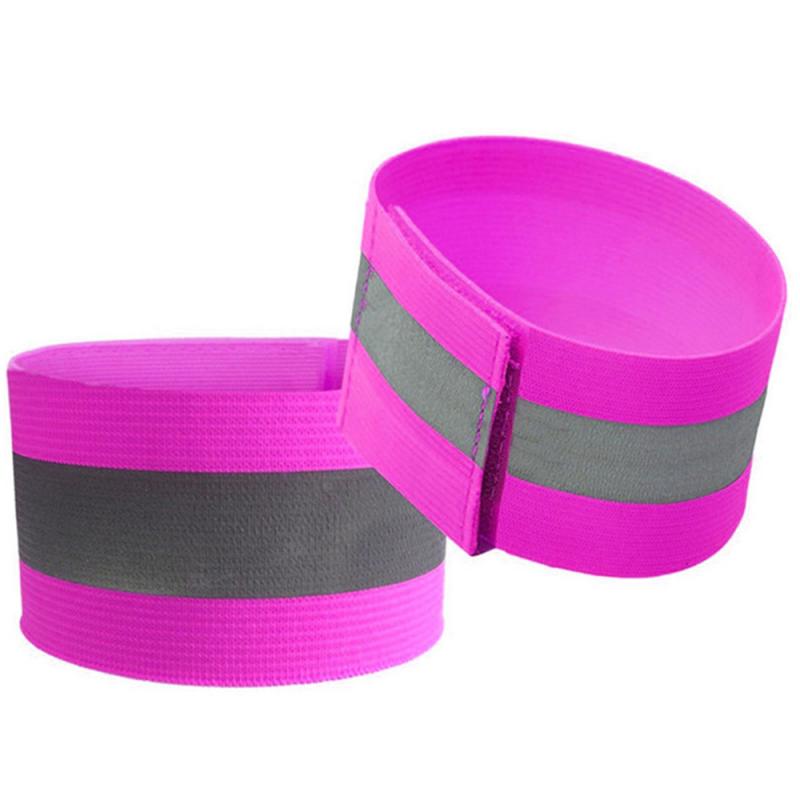 Reflektierende Bands Armbinde Armbinde Knöchel Bein Riemen Sicherheit Reflektor Band Riemen für Nacht Joggen gehen Radfahren: Rose rot