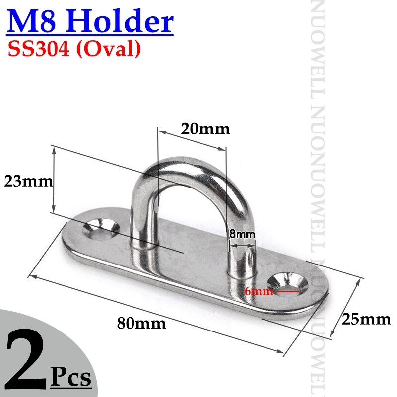 2Pcs M5 M6 M8 304 Rvs Houder Touw Haak Sluiting Connectors Deur Bout Haak Zonnescherm Netto Dekzeil Installatie onderdelen: M8 Oval
