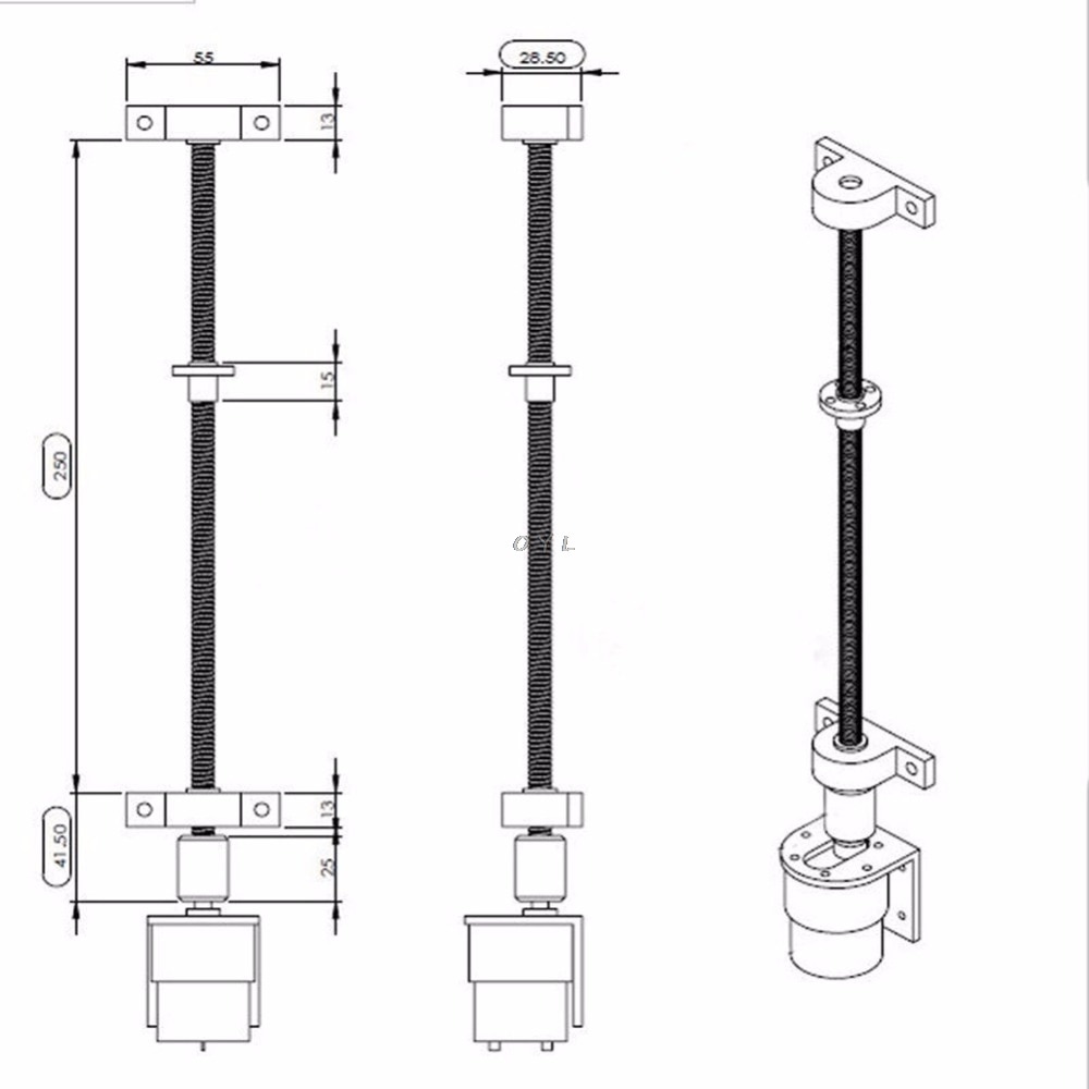 Varilla roscada Acme de 8mm, husillo de plomo de acero inoxidable + tuerca T8 para impresora 3D CNC para Reprap