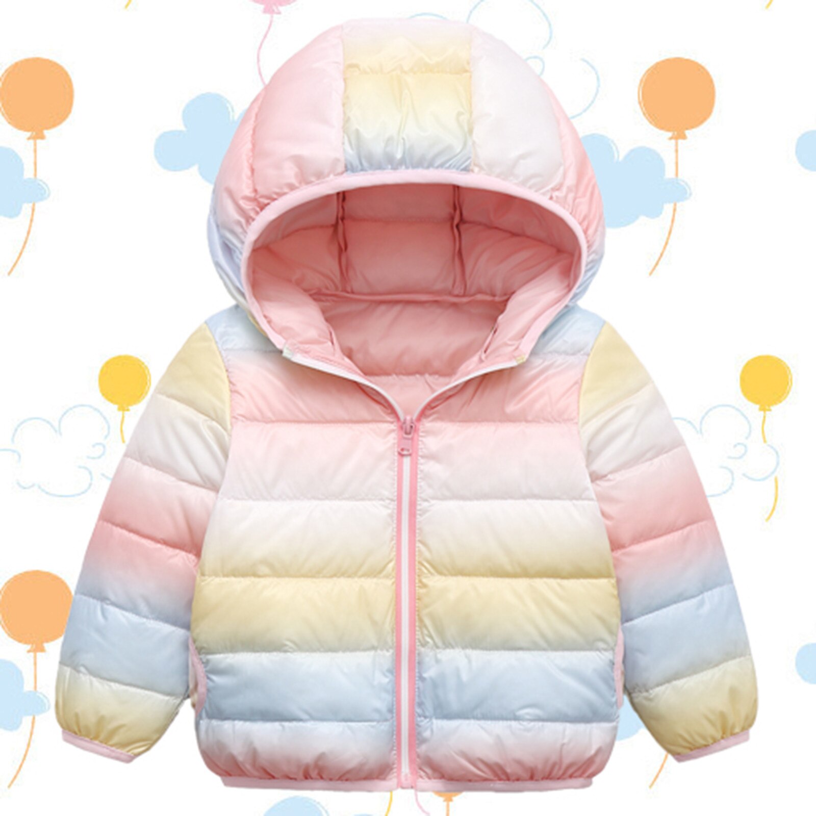 Baby Winter Rainbow Jacket Newborn Baby Boys Girls Long Sleeves Tie-dye Hooded Coat Zipper Warm Clothes Куртка Зимняя Женская