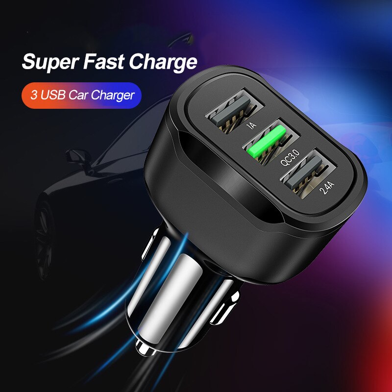 35W QC 3.0 4.0 Quick 3 USB Car Charger Universal Fast Charging In Car 3 Port Car-Charger For iPhone Samsung Xiaomi Smart Charge