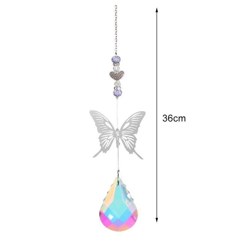 Crystal Wind Chime Catchers Ornament Outdoor Garden butterfly Windchime Window Hanging Light Catching Pendant Room Decor