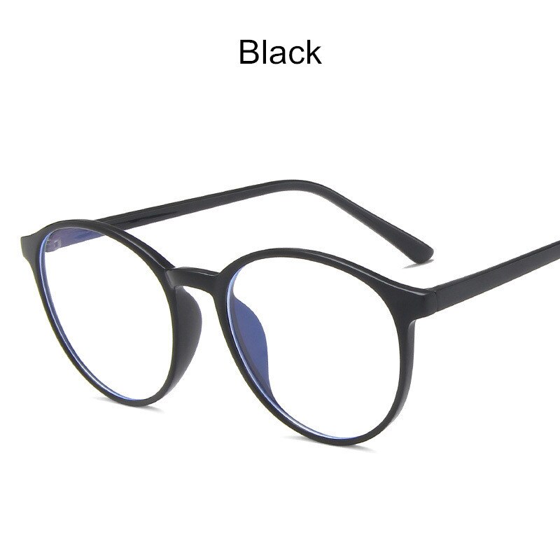 Lunettes rondes en plastique pour femmes, Anti-lumière bleue, pour myopie, Vintage, Tr90, monture optique, pour ordinateur: Black