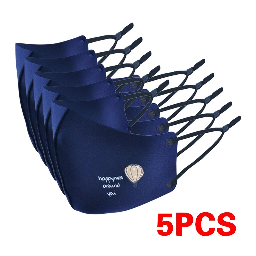 5pcs Children Ski Fasemask Dustproof Reusable Fabric Bandana Cute Cartoon Animal Printed Masque Bandana: Lemon Yellow