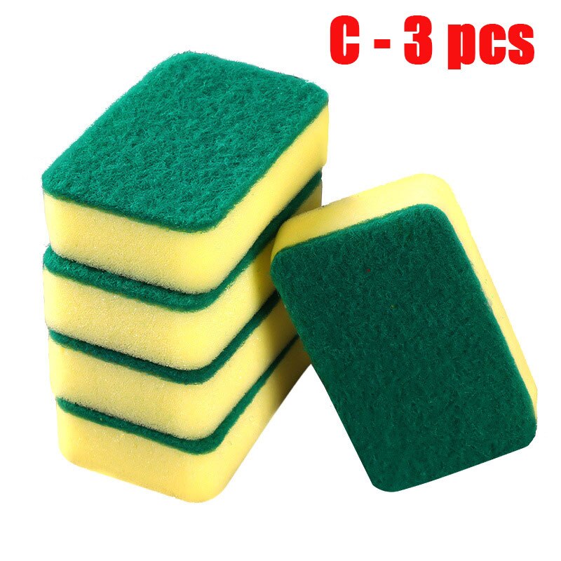 Dishwashing Sponge Kitchen Nano Emery Clean Rub Pot Rust Focal Stains Sponge Removing Kit Cleaning Brush Sponges Scouring Pads: C - 3pcs