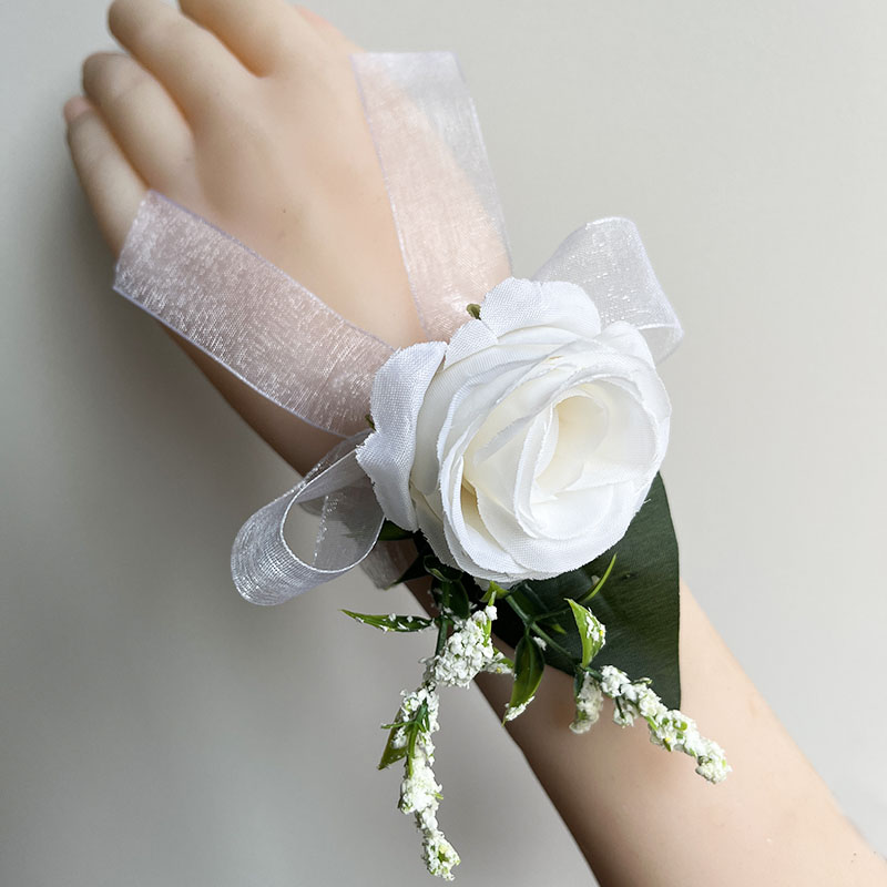 Bride Bouquet Wedding Accessories Silk Roses Artificial Flowers Bridesmaid Bouquet Groom Boutonniere Corsage Wedding Party Decor: Silver