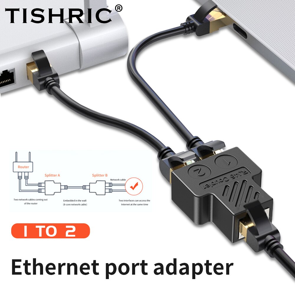 TISHRIC RJ45 Connector Ethernet Adapter Network Extender RJ45 Network Connector Extension Cable Splitter For Ethernet Cable