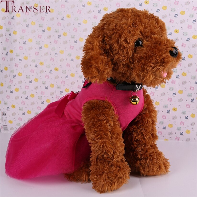 Transer Small Dog Dress Cute Femail Doggie Solid Bowknot Princess Skirt Summer Pet Dog Clothes Blue Black Yellow pink 90404