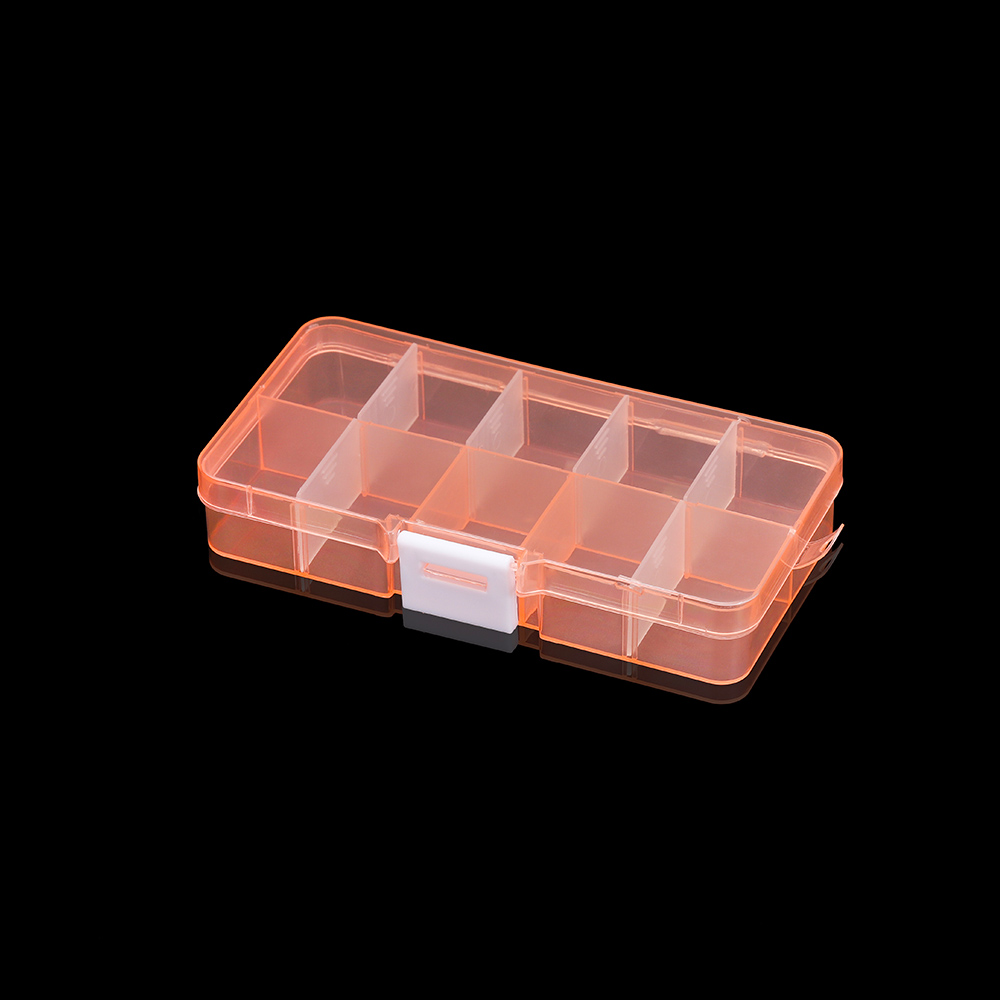 10 Slots Adjustable Clear Plastic Rectangle Storage Box Case Holder Craft Organizer Beads Jewelry Container For Jewelry Storage: Red