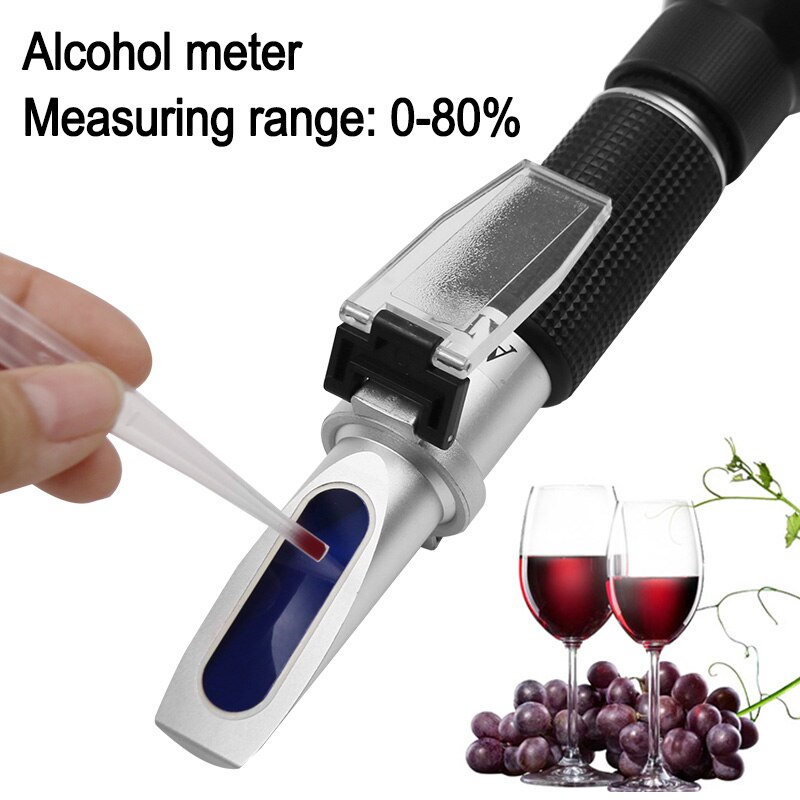 Håndholdt alkohol refraktometer sukker vin koncentrationsmåler densimeter 0-70%  alkohol øl 0-80%  brix druer atc box