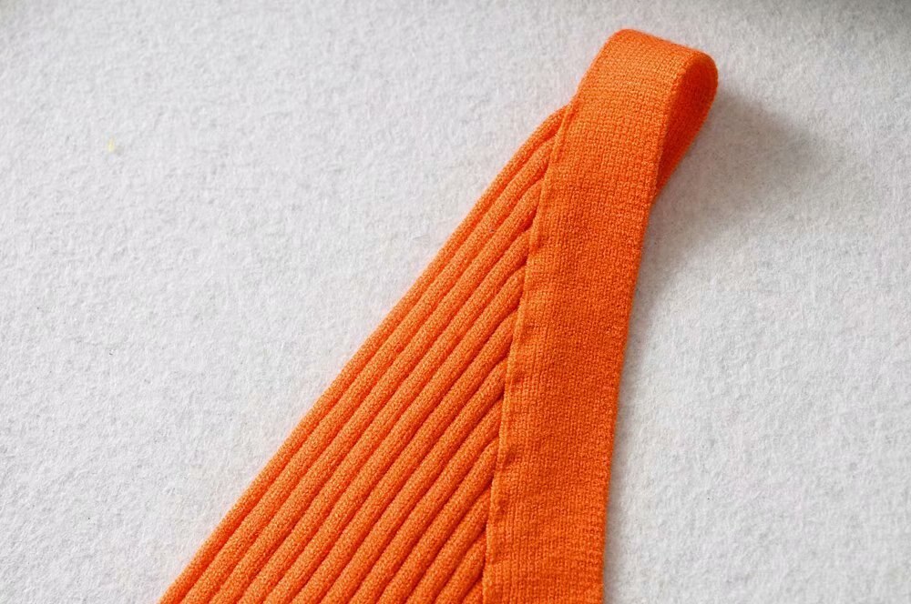 Basalor frankrike orange väst pull femme v-ringad tanktröjor chica dam camis stickade toppar