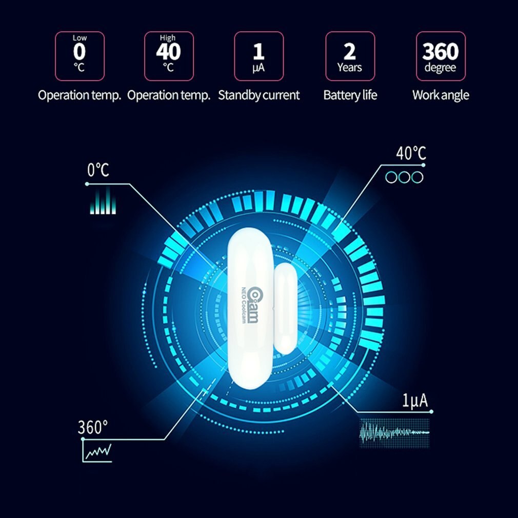 Le capteur de fenêtre de porte z-wave détecte la détection d'intrusion d'état de porte dispositif z-wave Compatible série 300 et série 500