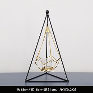 Noordse ijzeren kunst kandelaar knutselen kandelaars glazen kaarsenhouders bougie standaard huisdecoratie romantische hangende glimmende rekwisieten: Driehoek