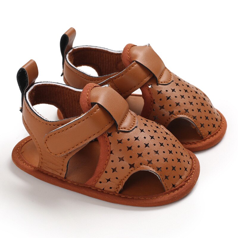 Kids Pasgeboren Baby Jongens Zomer Zachte Crib Schoenen Eerste Wandelaar Anti Slip Sandalen Schoen 0-18M: Brown / 0-6 months