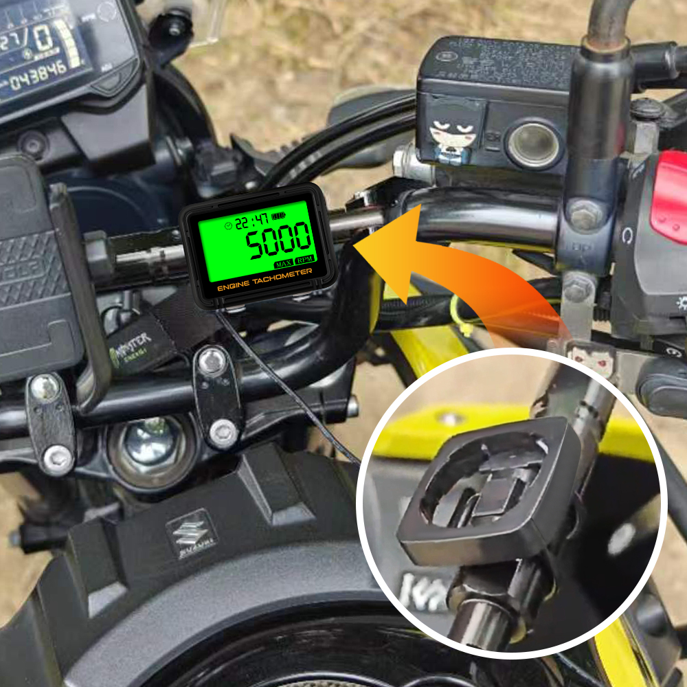 Induktiver digitaler Stunden-Drehzahlmesser mit Krokodilklemme und Uhr-Drehzahlmesser, induktiver Betriebsstundenzähler, Drehzahlmesser für kleine Motoren