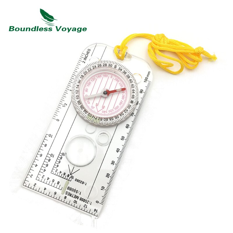 Boundless Voyage Outdoor Survival Map Scale Compass Waterproof Directional Cross-country Luminous Compass with Ruler: BVC04
