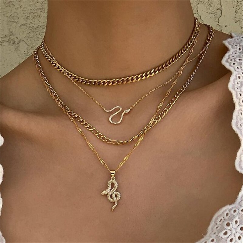 Punk Gold wielowarstwowa pszenica słońce naszyjnik wąż dla kobiet w stylu Vintage 2021 łańcuszek wisiorek Choker biżuteria prezenty ślubne INS Trendy: OV5491701