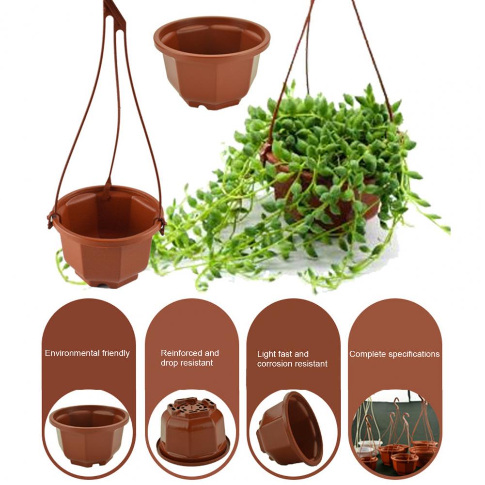 Panier de jardinière suspendu en plastique, Pots de fleurs de jardin pour plantes d&#39;intérieur et d&#39;extérieur succulentes, avec crochet