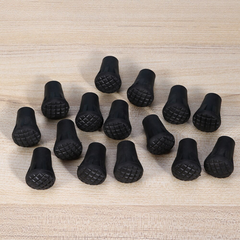 24pcs Outdoor Trekking Pole Accessories Foot Cover Pole Tip Protectors Hiking Stuff Absorbing Adds Grip Traction Stability (Blac