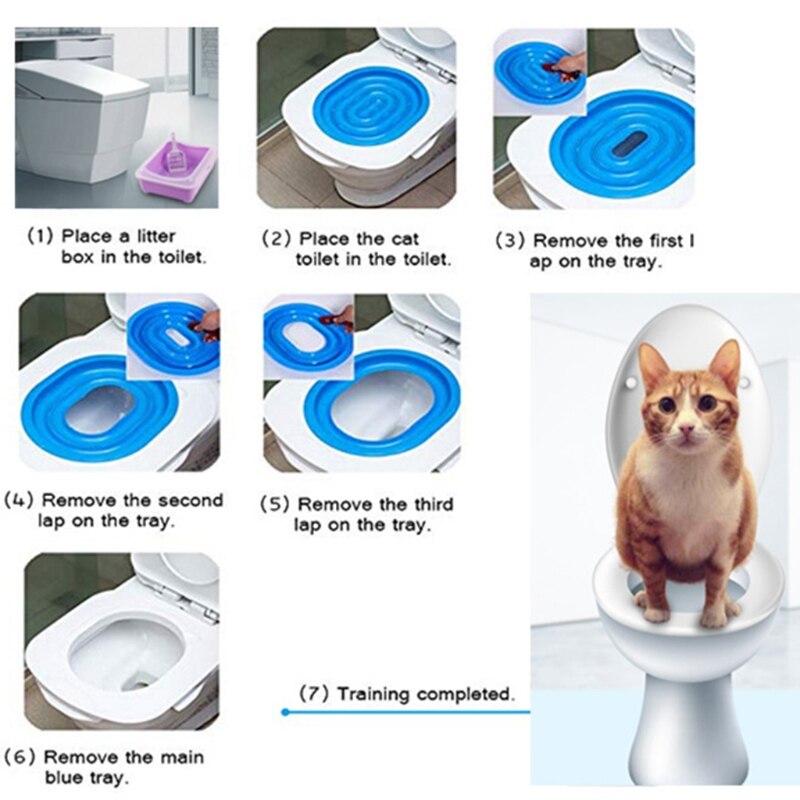 Kit de formation de toilette pour chats, aide à faire pipi de manière hygiénique, système d&#39;entraînement pour chats, apprendre aux animaux domestiques à utiliser les toilettes