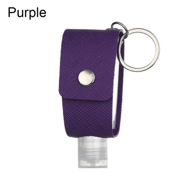 30ml Travel Portable Hand Sanitizer Bottle Keychain Holder Reusable Bottle Hand Washing Gel Storage Bottle With Keychain Carrier: Purple