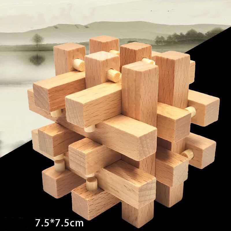 Di alta Qualità Spiaggia di Legno Logico di Bloccaggio Blocchi di Costruzione Del Giocattolo di Intelligenza Sbloccare Blocchi di Costruzione Del Giocattolo: 05