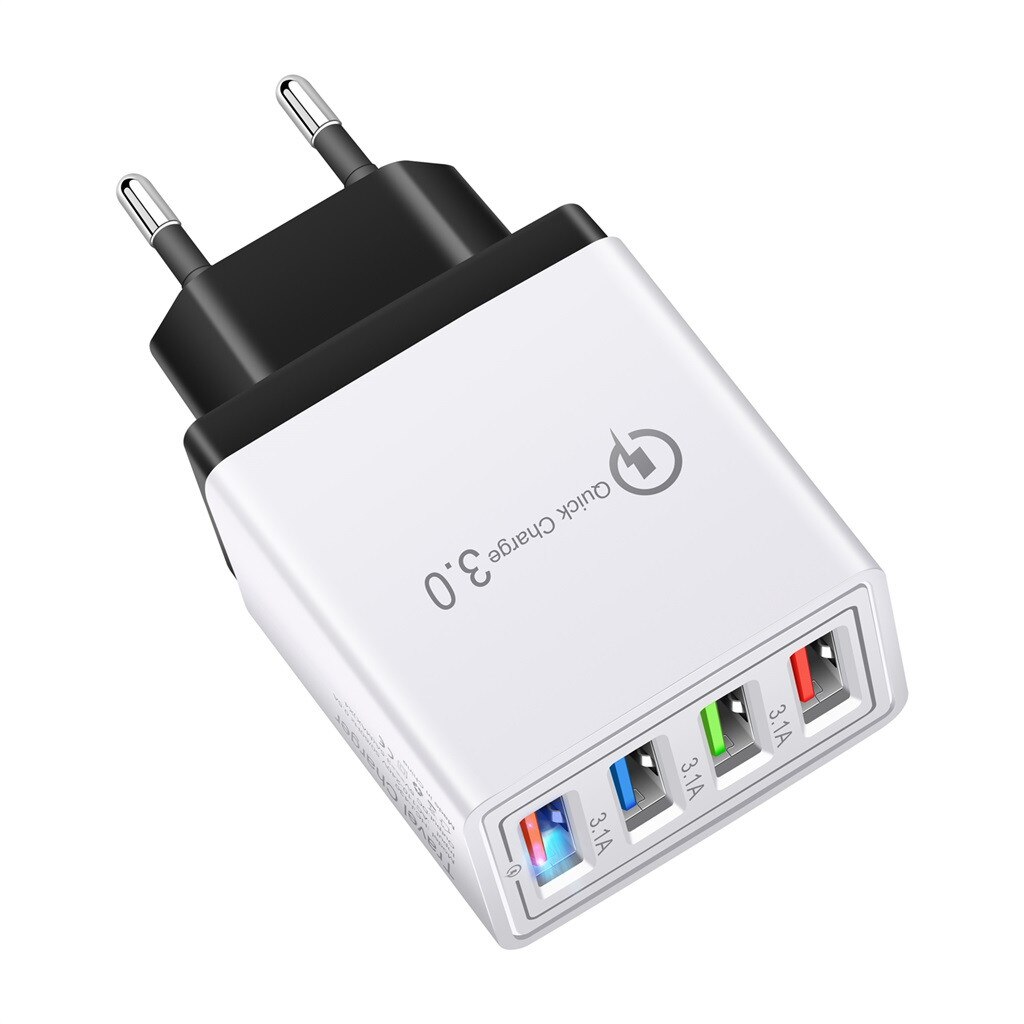 Direct sales 4 Port Fast Quick Charge QC 3.0 USB Hub Wall Charger 3.5A Power Adapter EU Plug US for cell phone iPhone Samsung: White / EU