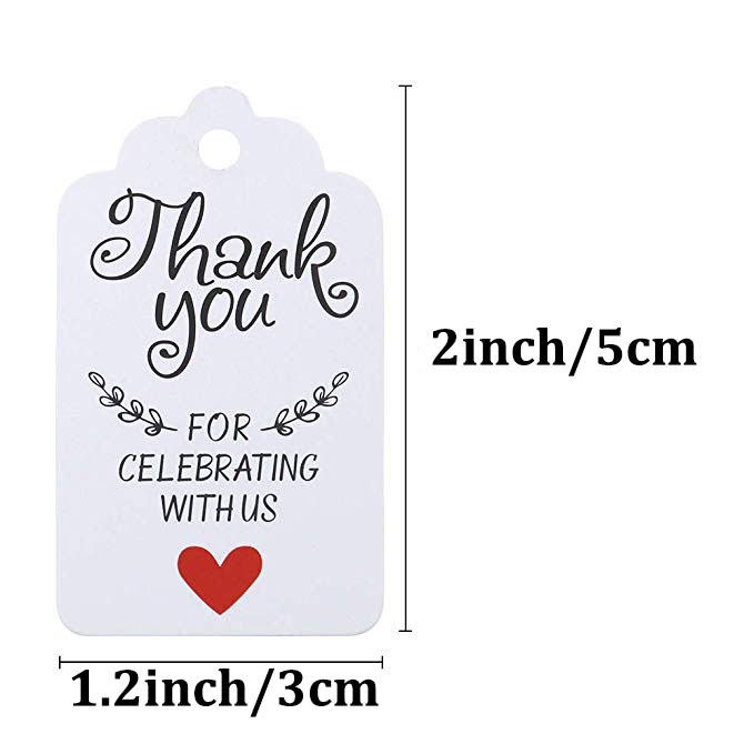 100 piezas de papel kraft gracias por celebrar con nosotros para la boda etiquetas de Paquete de etiquetas etiquetas de precio hechas a mano de joyería