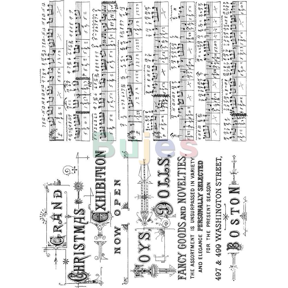 Stampers Anonymous CMS358 ClingStamp TH Music &amp; Advert, Tim Holtz Cling Rubber Stamp Set - Decorative text notes
