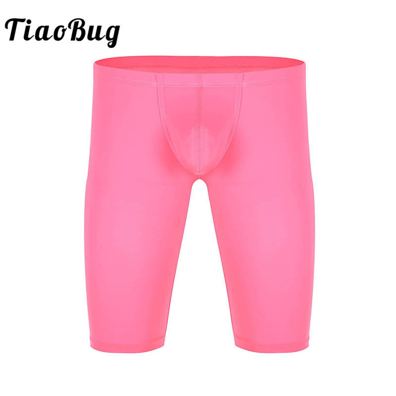 Tiaobug mænd elastisk linning penis bule pose træning stramme shorts trusser hurtigtørrende ensfarvet blød sexet mandlige tøser trusser