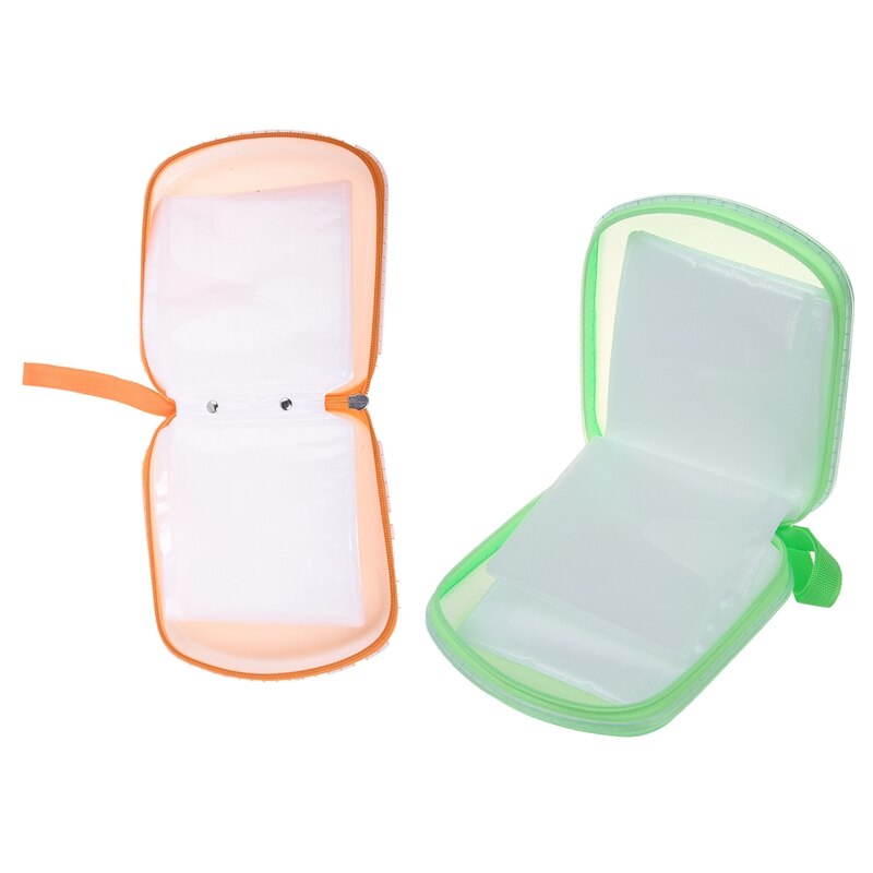 2pcs 40 Disc CD DVD VCD DJ Storage Media Holder Sleeve Case Hard Box Wallet Carry Bag - Green & Orange